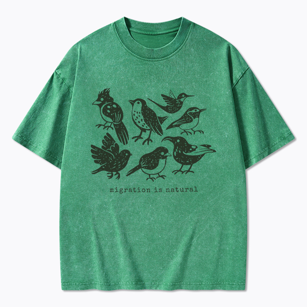 Migration Is Natural Pro Immigration Washed T-Shirt