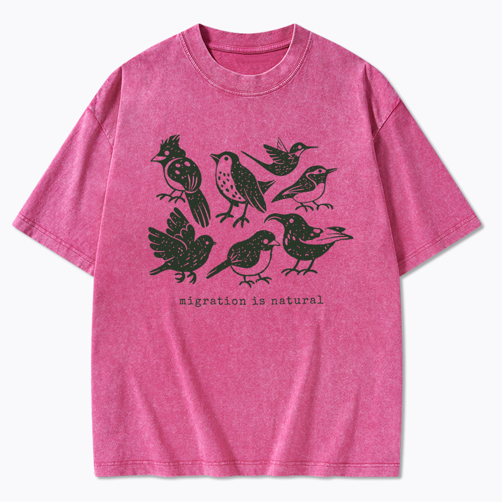 Migration Is Natural Pro Immigration Washed T-Shirt