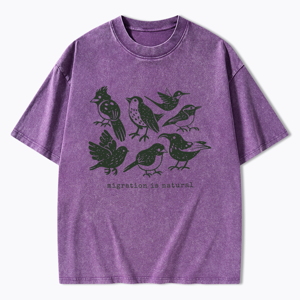 Migration Is Natural Pro Immigration Washed T-Shirt