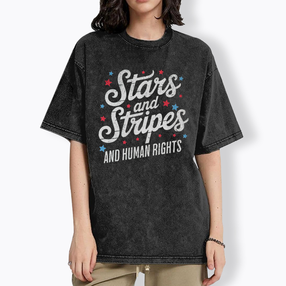 Stars And Stripes And Human Rights Washed T-Shirt