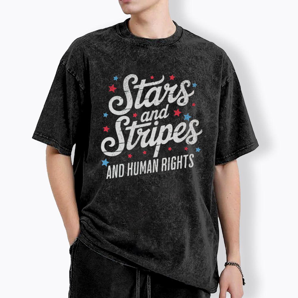 Stars And Stripes And Human Rights Washed T-Shirt