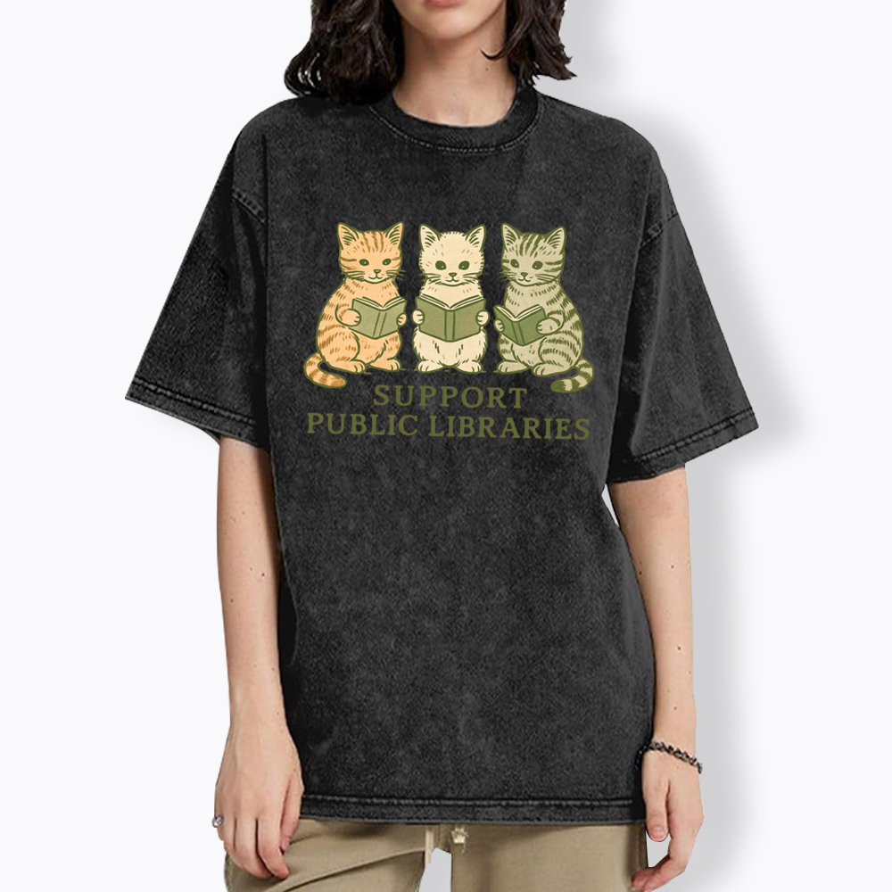 Support Public Libraries Washed T-Shirt