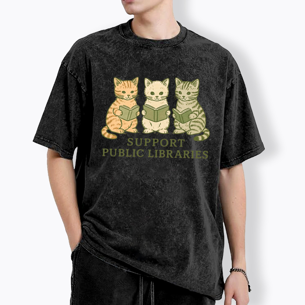 Support Public Libraries Washed T-Shirt