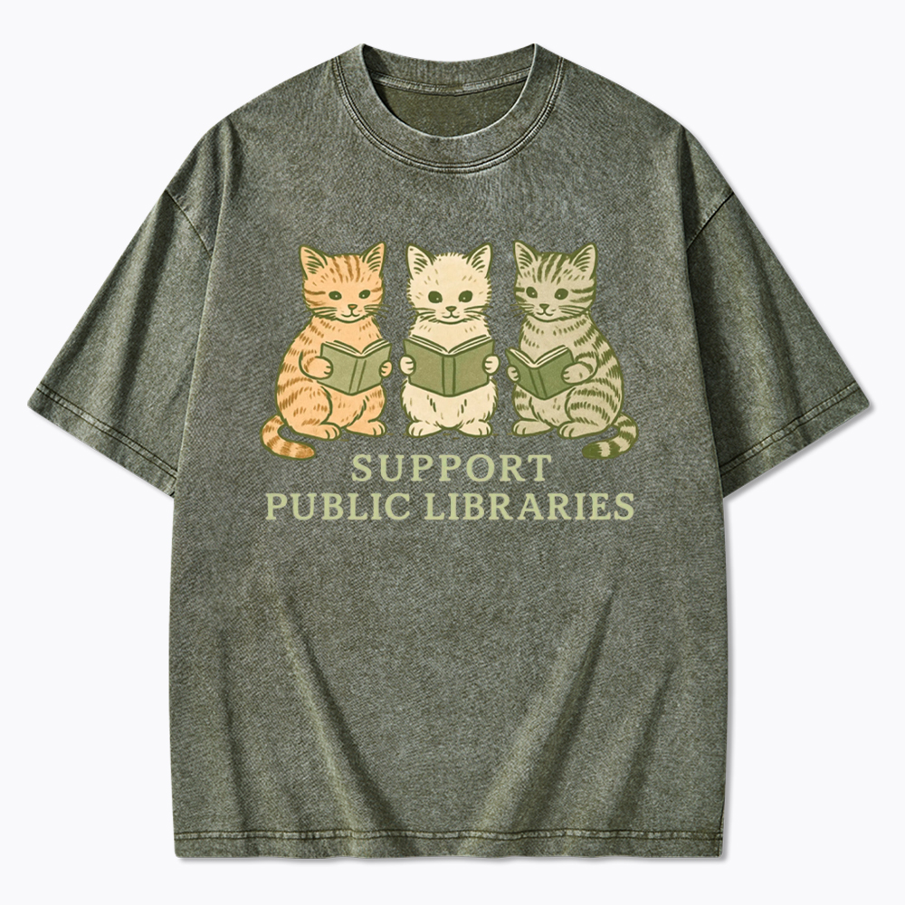 Support Public Libraries Washed T-Shirt