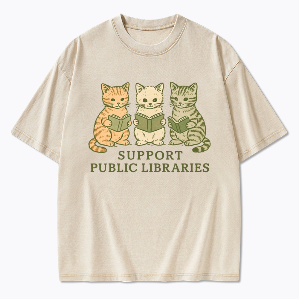 Support Public Libraries Washed T-Shirt