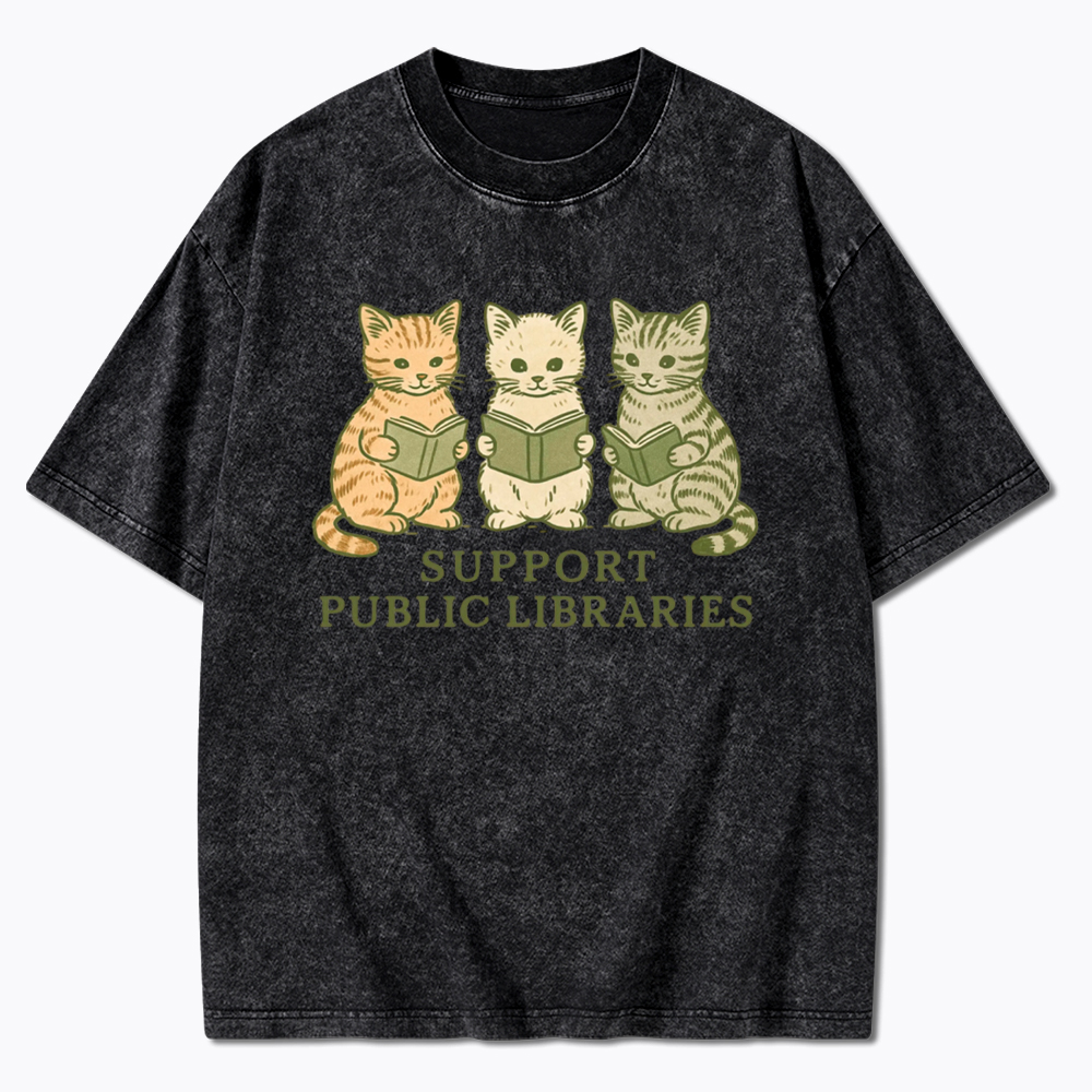 Support Public Libraries Washed T-Shirt