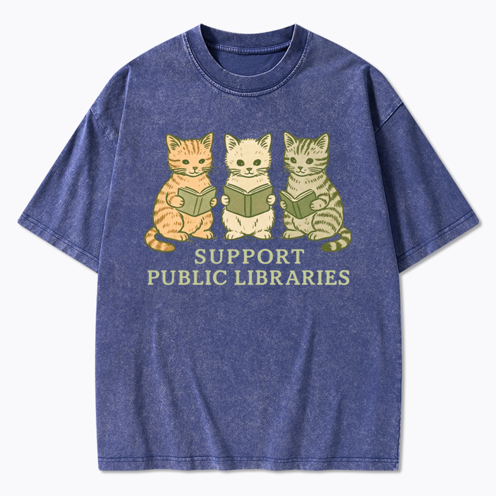 Support Public Libraries Washed T-Shirt