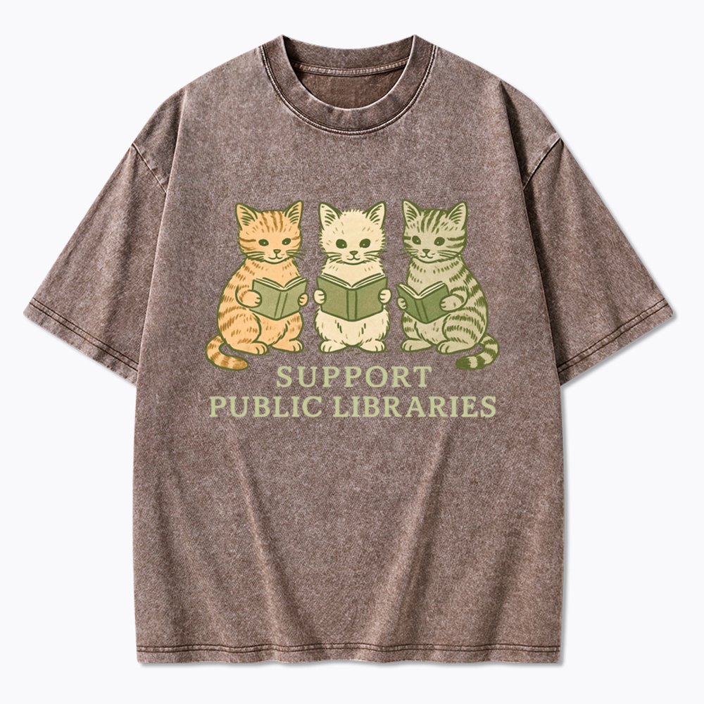 Support Public Libraries Washed T-Shirt