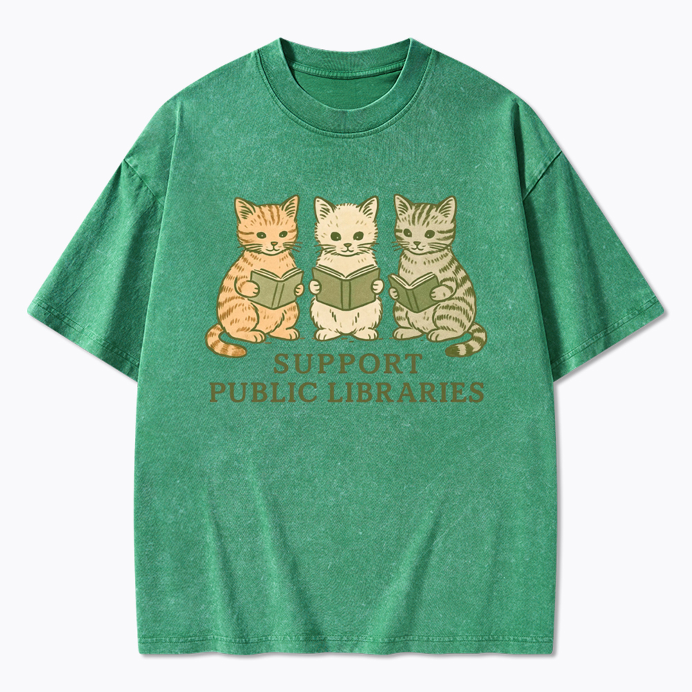 Support Public Libraries Washed T-Shirt