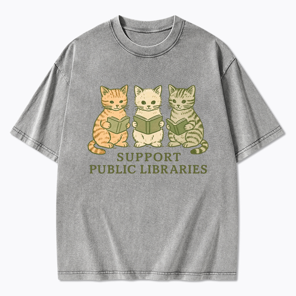 Support Public Libraries Washed T-Shirt