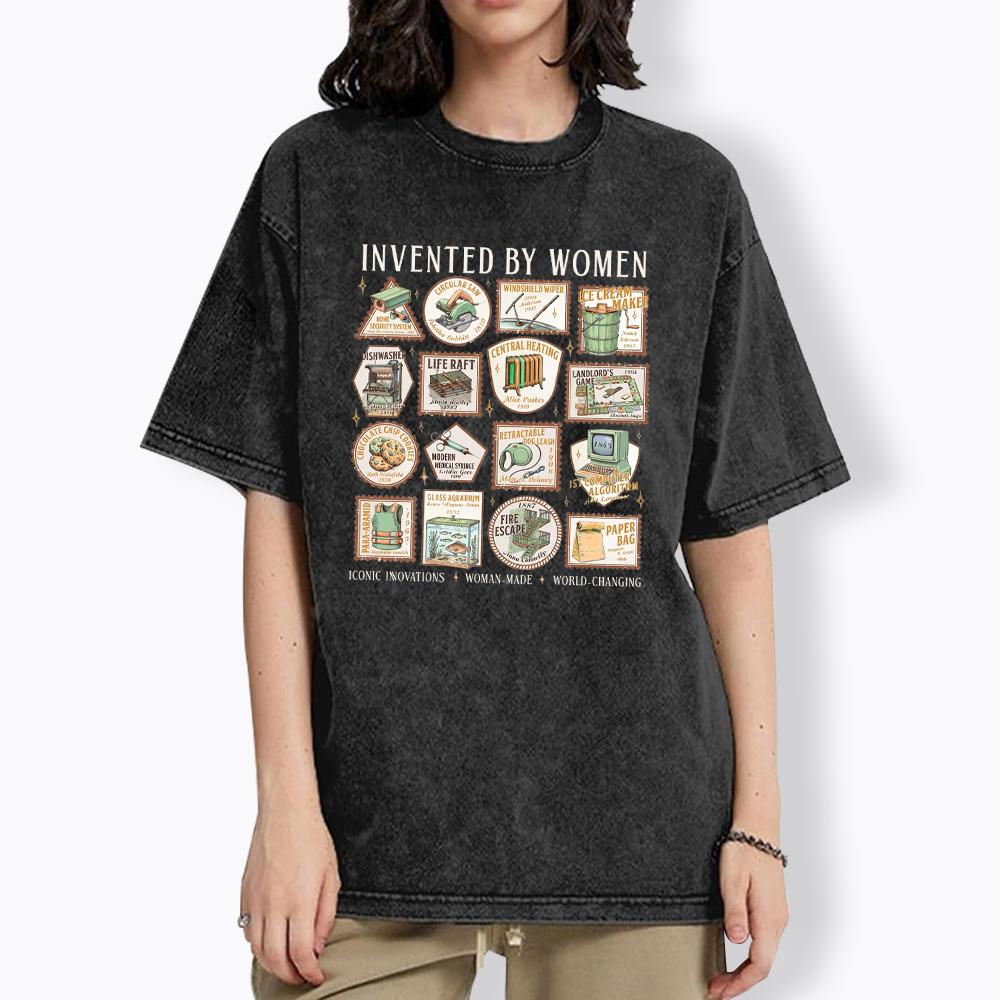 Invented By Women Feminist Washed T-Shirt