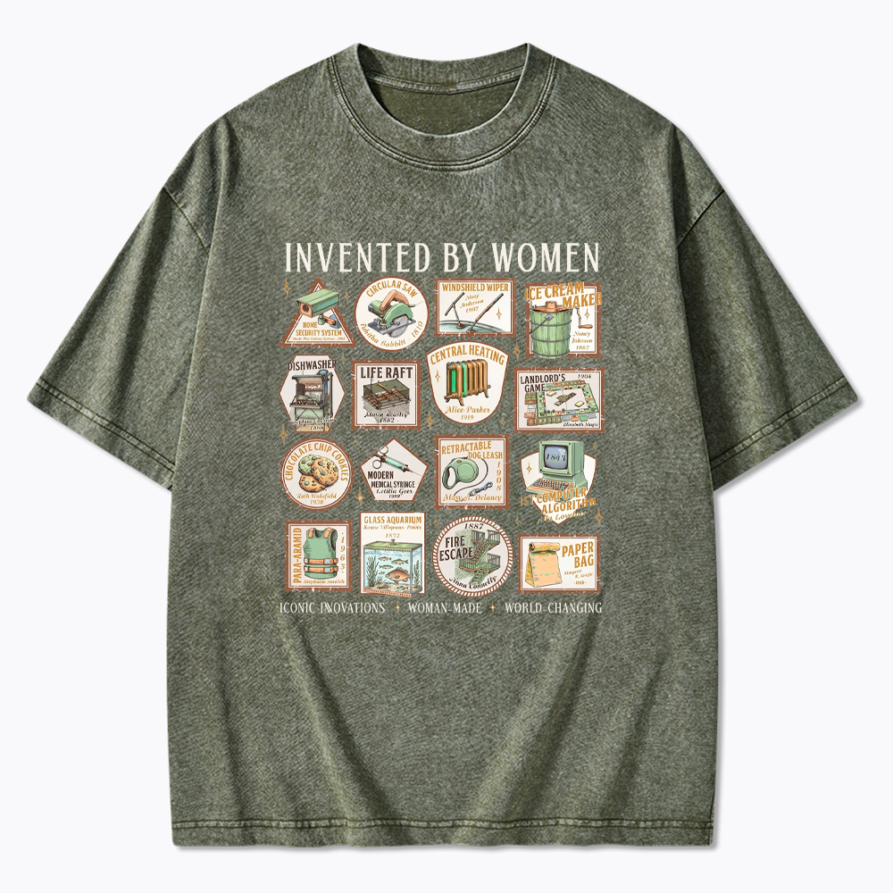 Invented By Women Feminist Washed T-Shirt