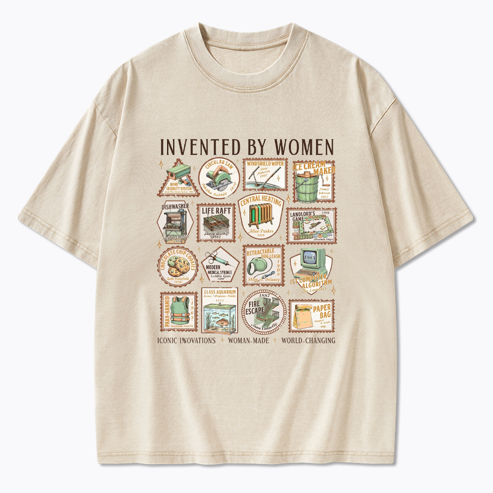 Invented By Women Feminist Washed T-Shirt