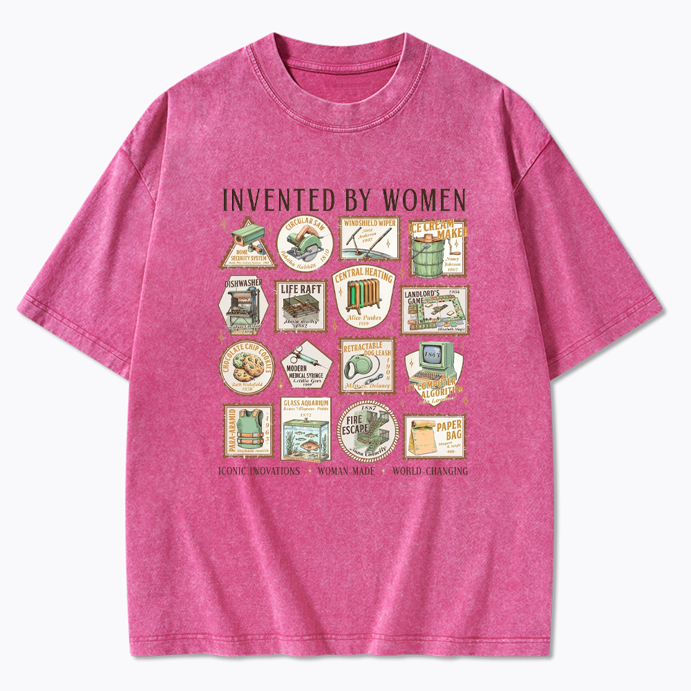 Invented By Women Feminist Washed T-Shirt