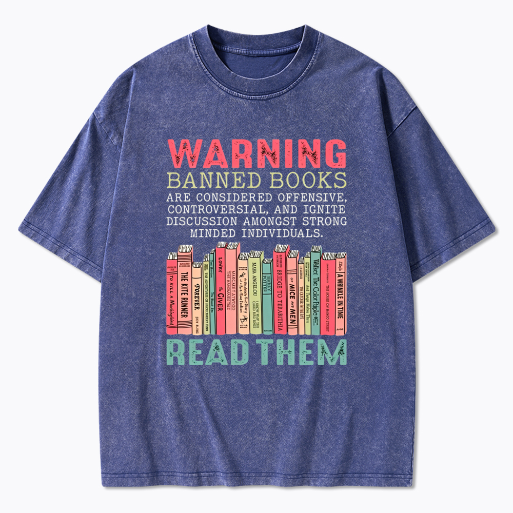 Warning Banned Books Washed T-Shirt