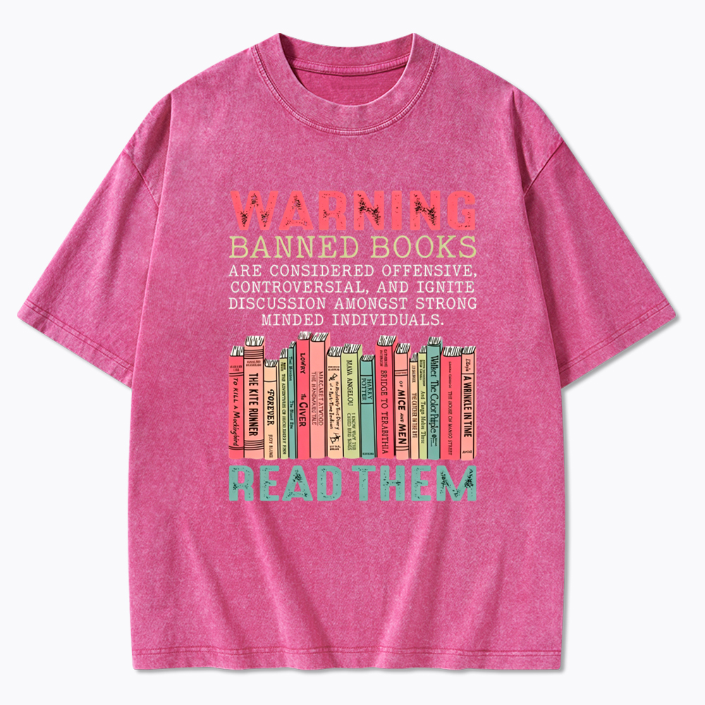 Warning Banned Books Washed T-Shirt