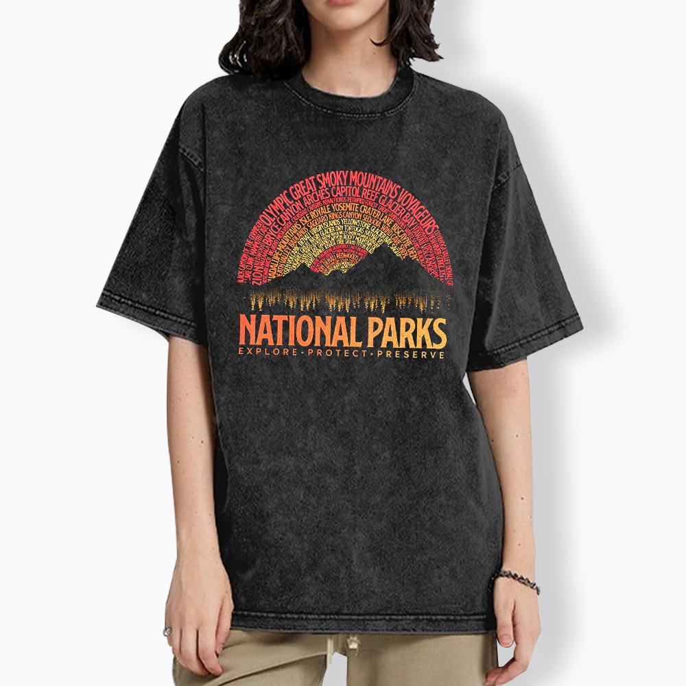 National Parks Explore Protect Preserve Washed T-Shirt