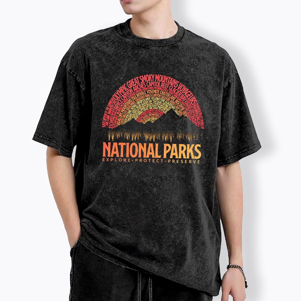National Parks Explore Protect Preserve Washed T-Shirt