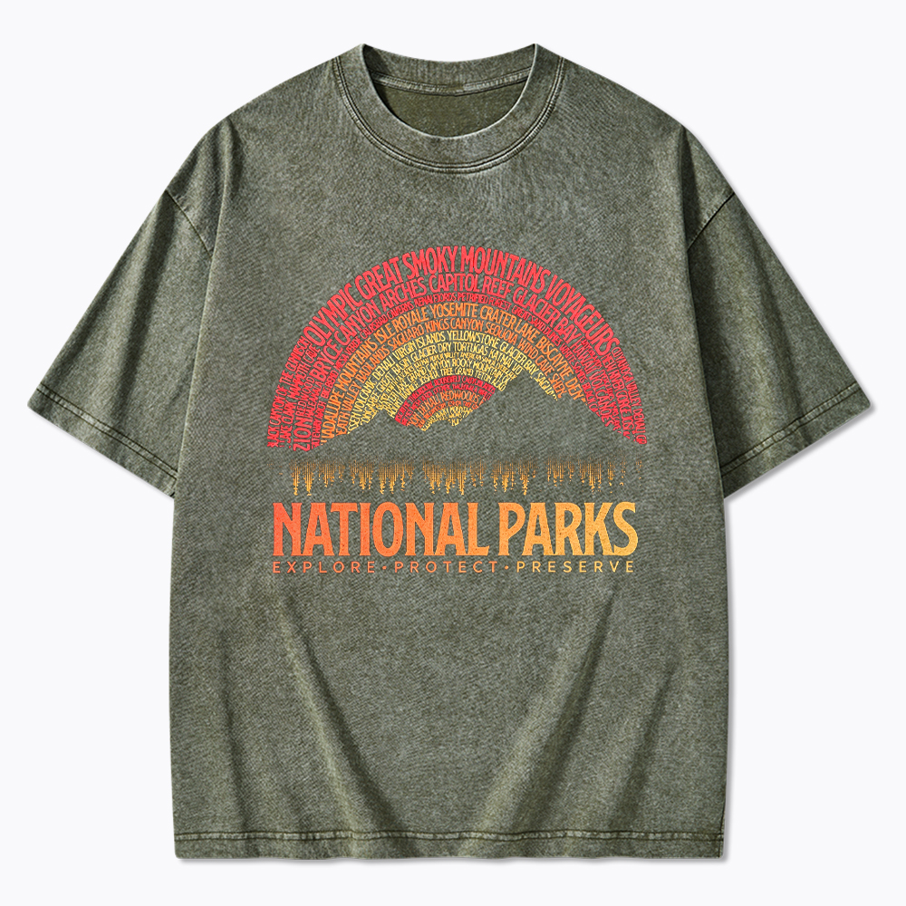 National Parks Explore Protect Preserve Washed T-Shirt