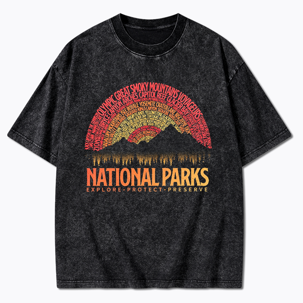 National Parks Explore Protect Preserve Washed T-Shirt