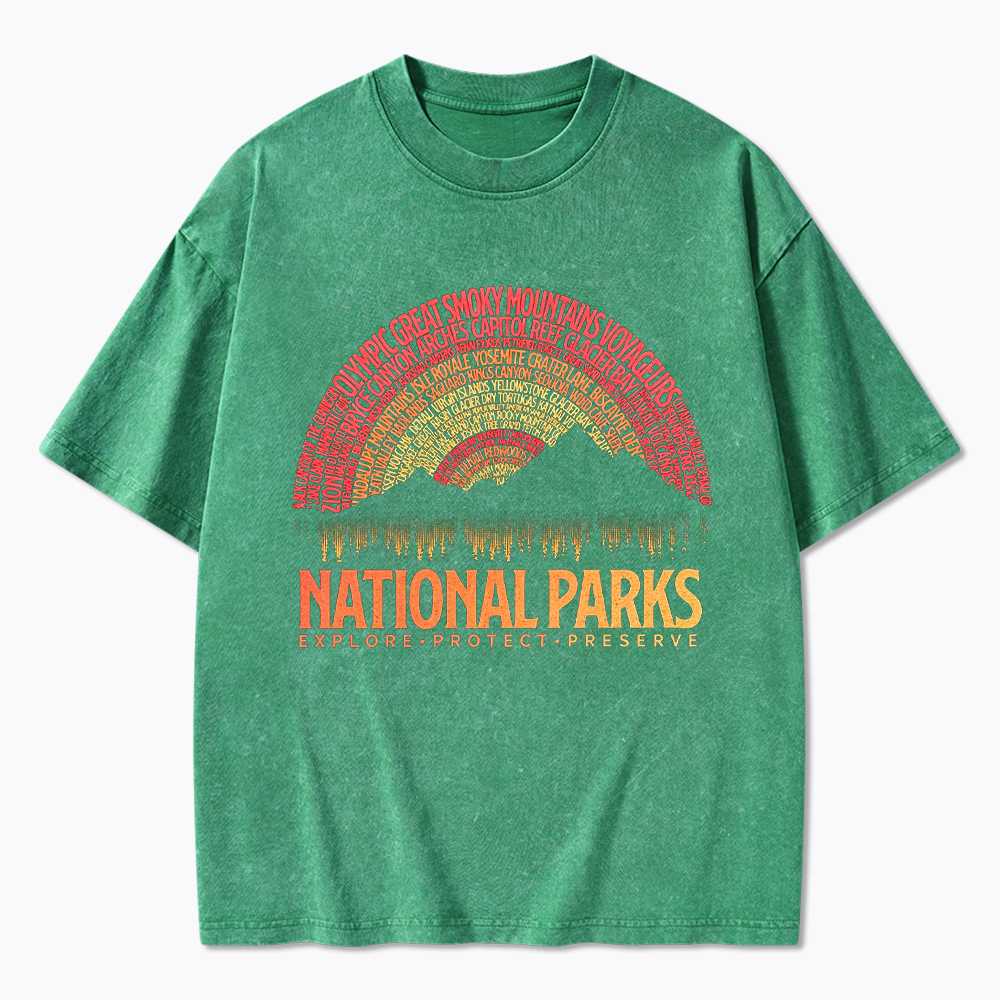 National Parks Explore Protect Preserve Washed T-Shirt