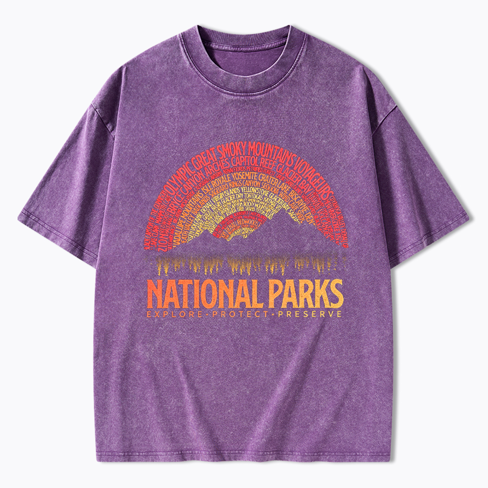 National Parks Explore Protect Preserve Washed T-Shirt