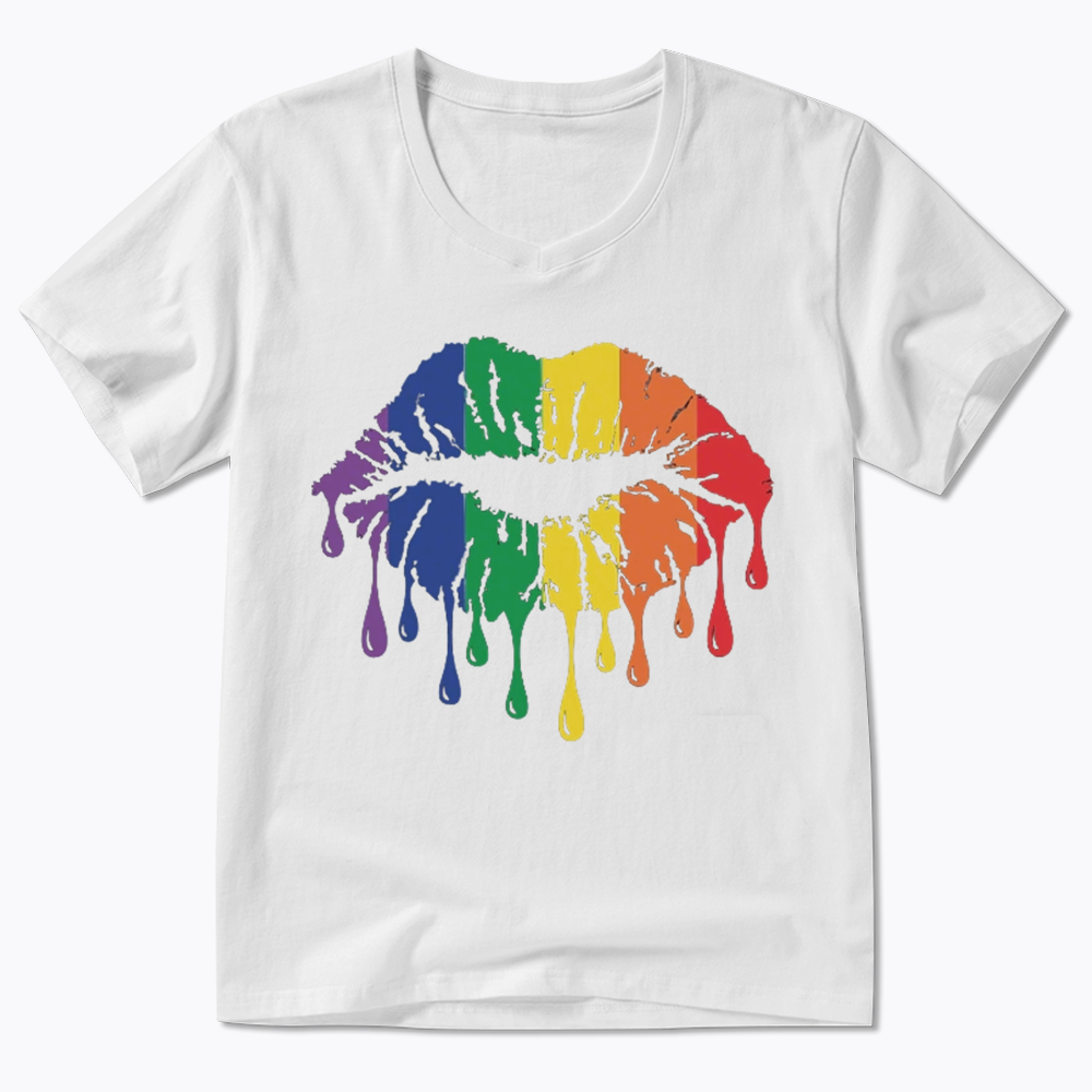Rainbow Lips V-Neck Classic T-Shirt