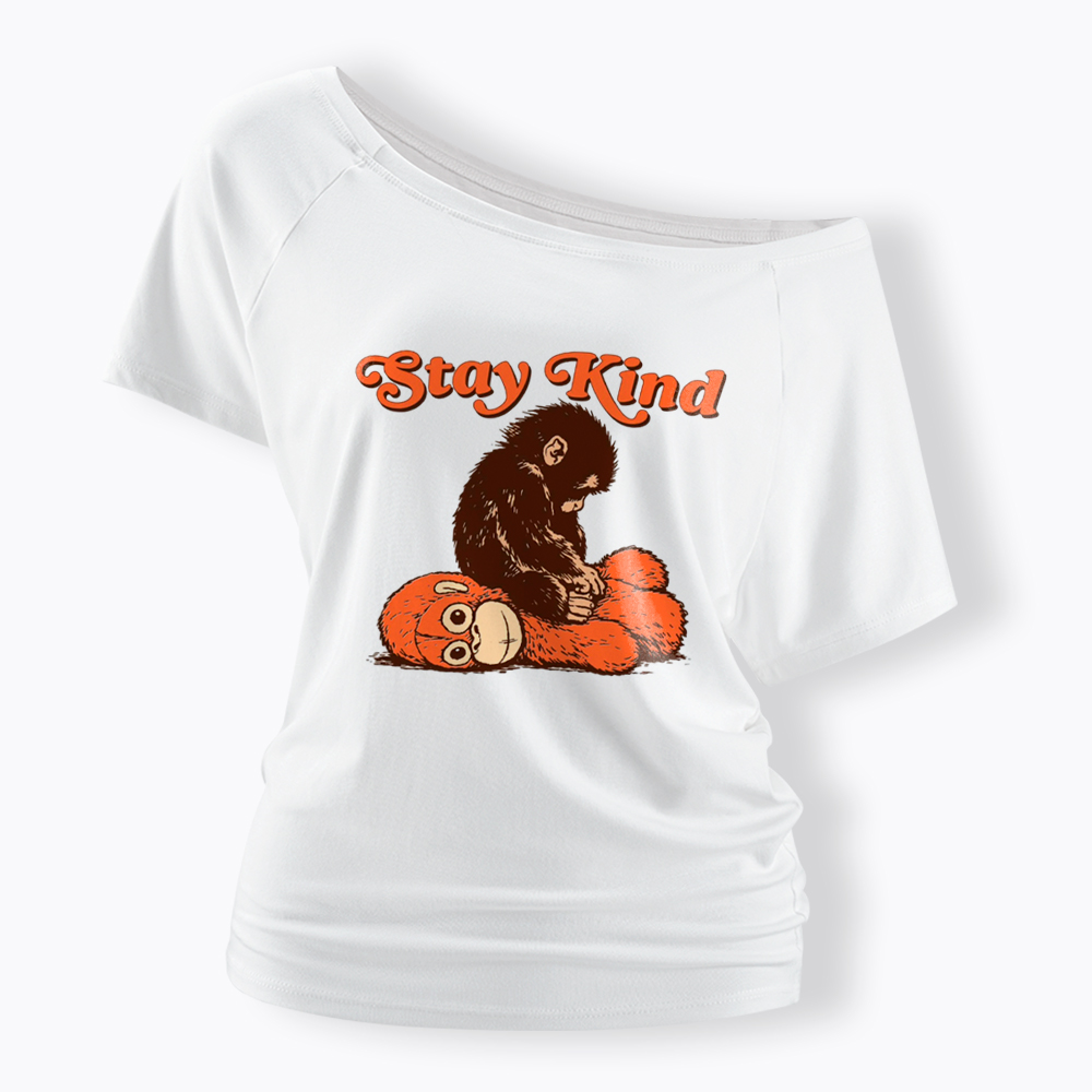 Punch Monkey Stay Kind Off Shoulder T-Shirt