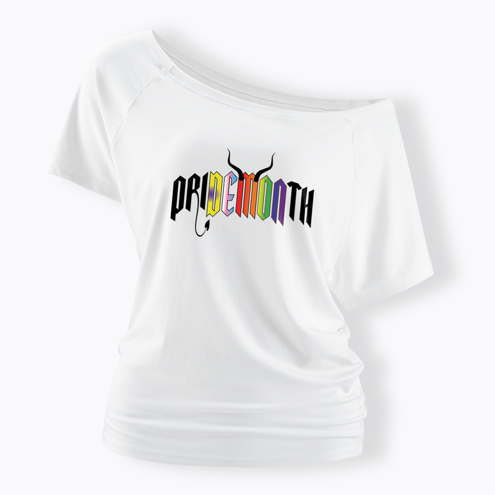 Pridemonth Demon Vibes Rainbow  Off Shoulder T-shirt