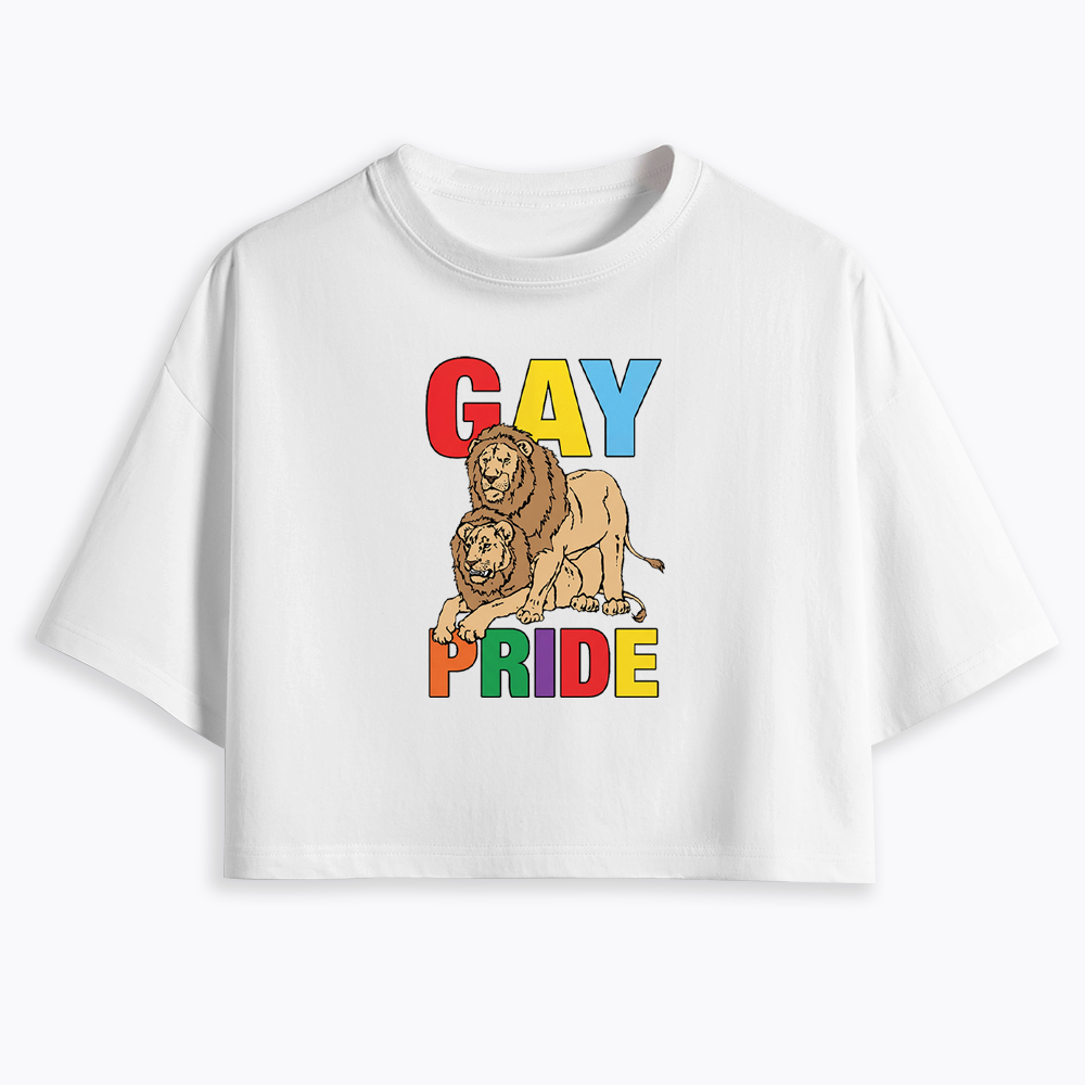 Funny Gay Pride Lion  Cropped T-Shirt