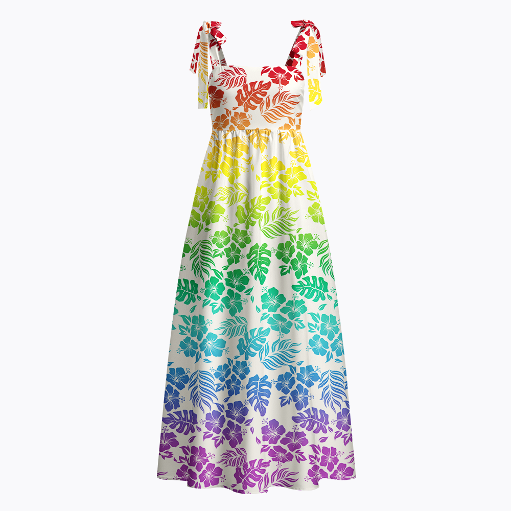 LGBT Hibiscus Tie Shoulder Maxi Dress