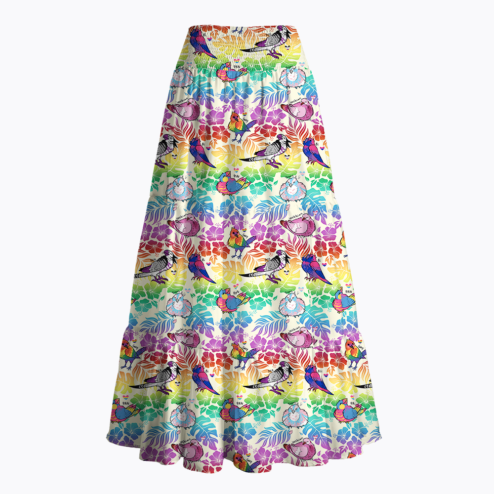 Hibiscus Happy Pride Month with Pride Birds Maxi Skirt