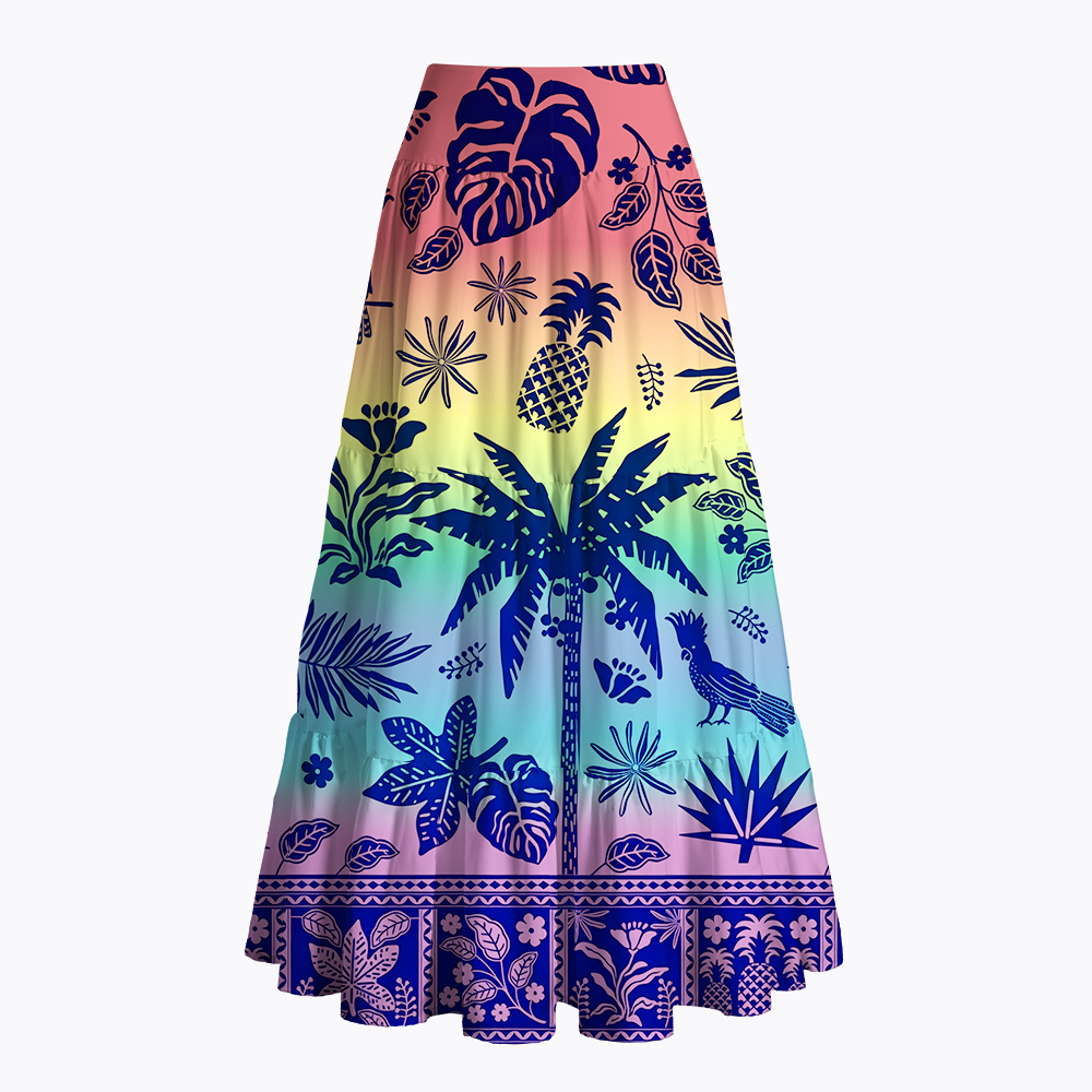 Tropical Botanical Rainbow LGBTQ Maxi Skirt