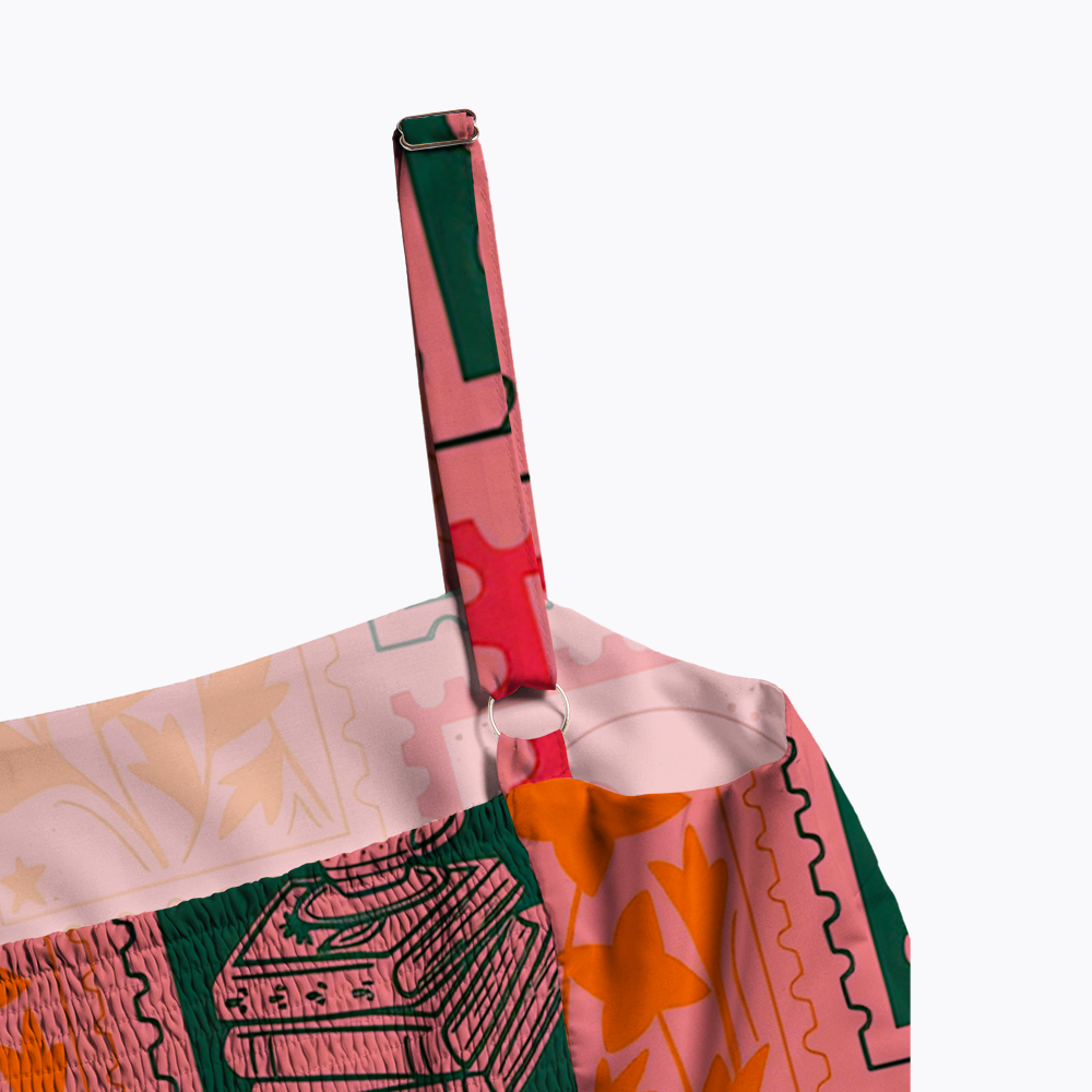 Vintage Postage Stamp Rainbow Maxi Dress