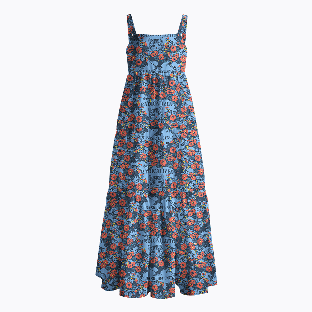 Radicalized By Basic Decency Cat Floral Feminist Maxi Dress