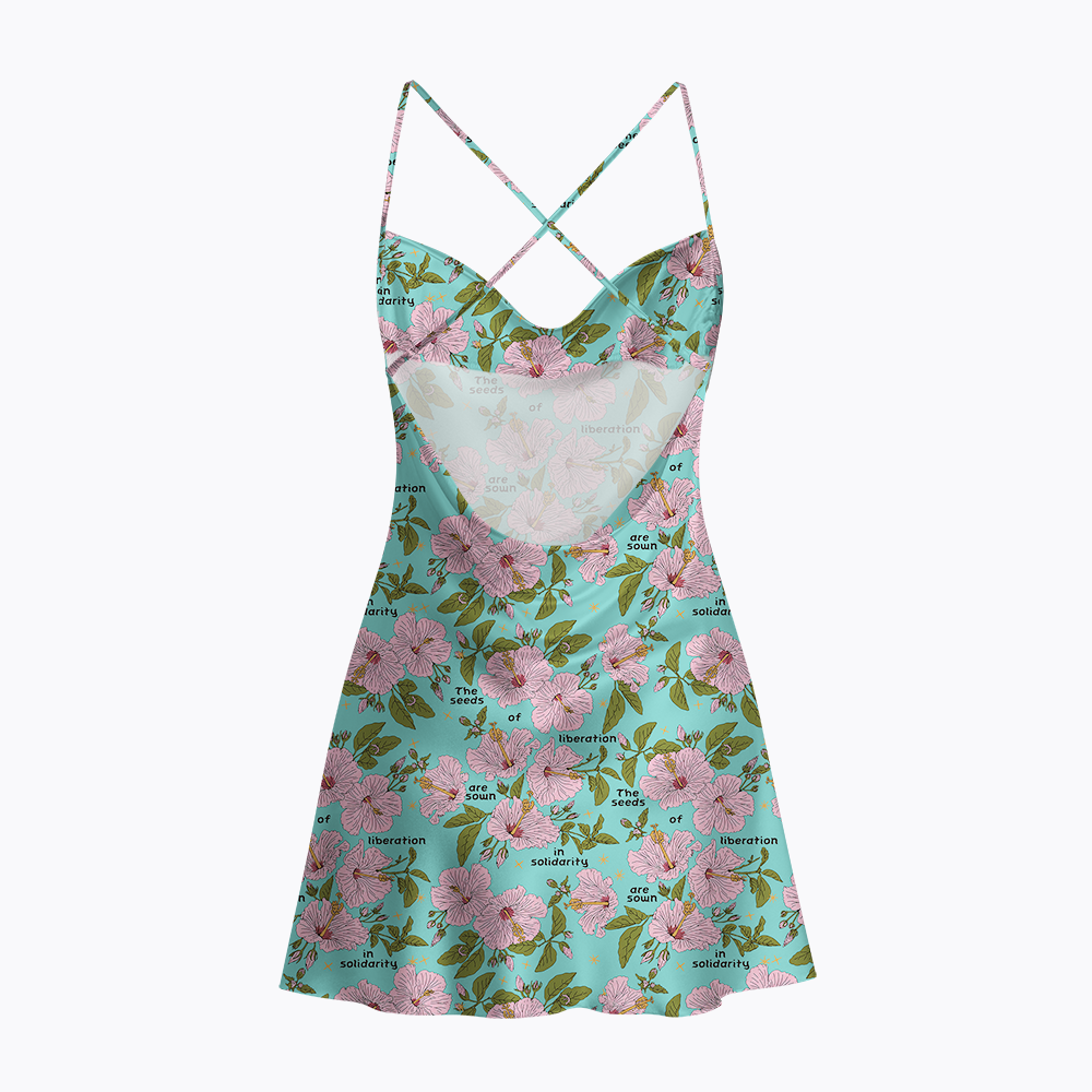 The Seeds of Liberation Satin Cross Back Mini Dresses