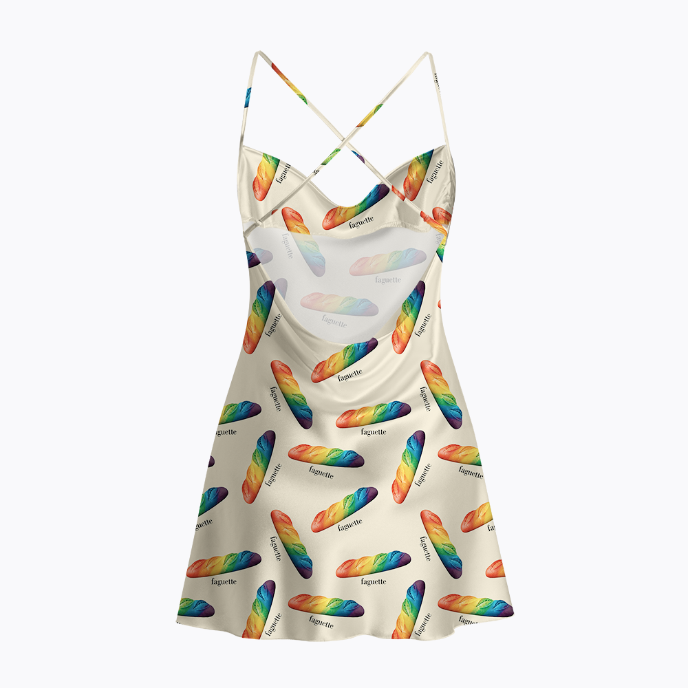 Faguette LGBTQ Satin Cross Back Mini Dresses