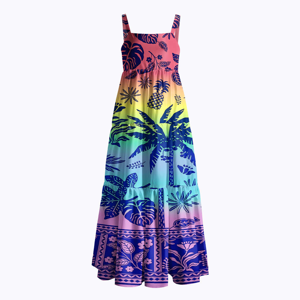 Tropical Botanical Rainbow LGBTQ Maxi Dress