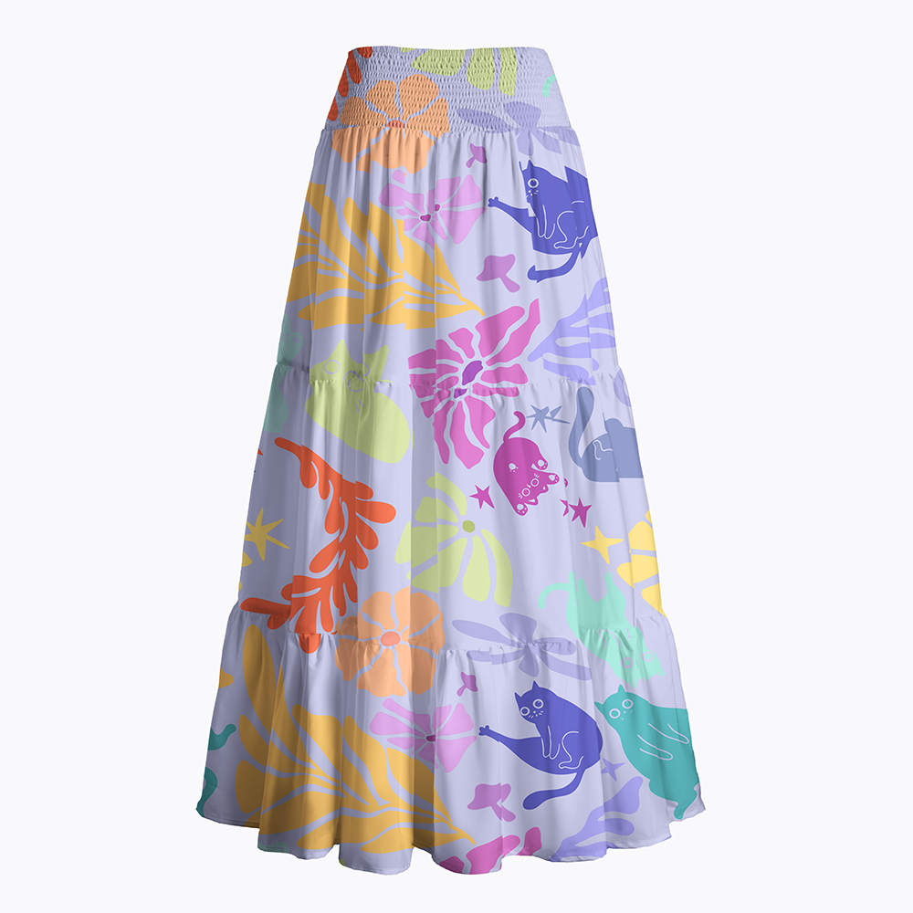 Rainbow Cats Maxi Skirt