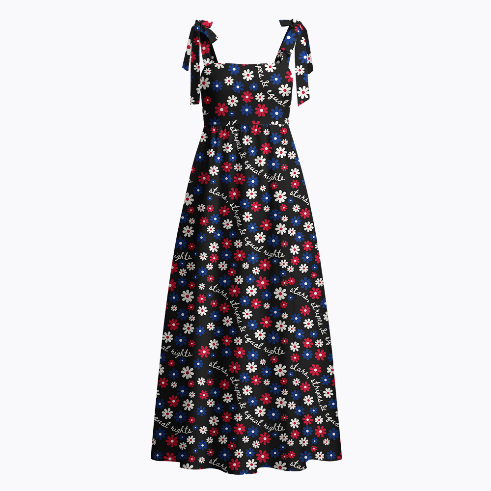 Funny 4th of July Tie Shoulder Maxi Dress