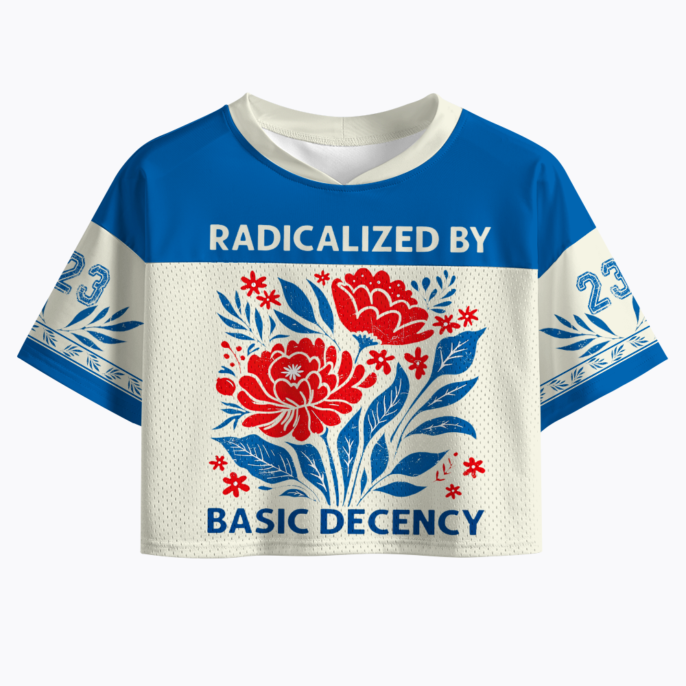 Radicalized by Basic Decency, Floral Graphic Crop Sports Jersey