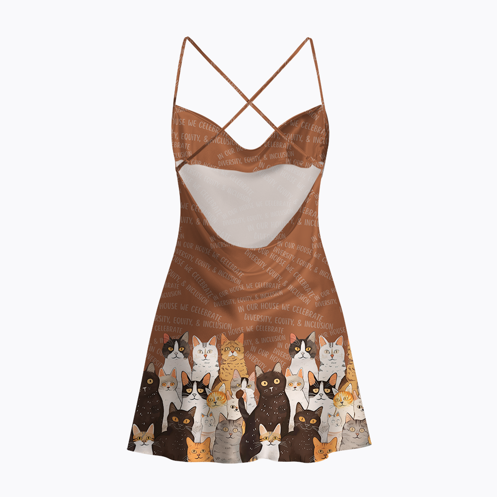 Diversity Equity Inclusion Satin Cross Back Mini Dresses