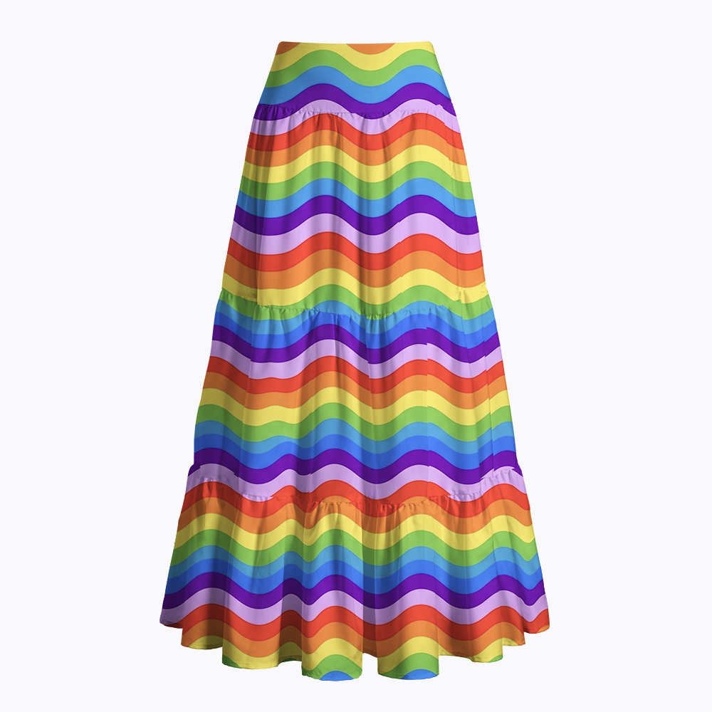 Rainbow Wave Maxi Skirt