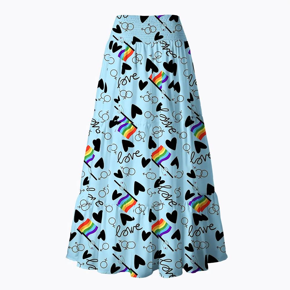 Rainbow Flag & Heart LGBTQ+ Maxi Skirt