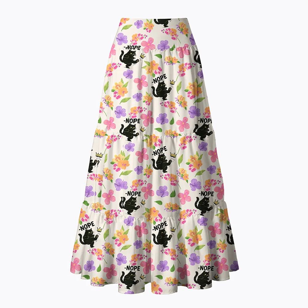 No Kings in America Black Cat Maxi Skirt