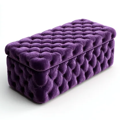 Banc de lit velours capitonné 110x40x45 cm – violet – design classique-Dengetmart