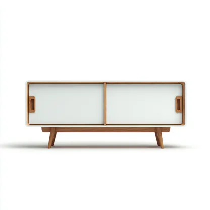 Meuble TV Bois 120x40x55 cm – Blanc/Chêne – Design moderne-Dengetmart