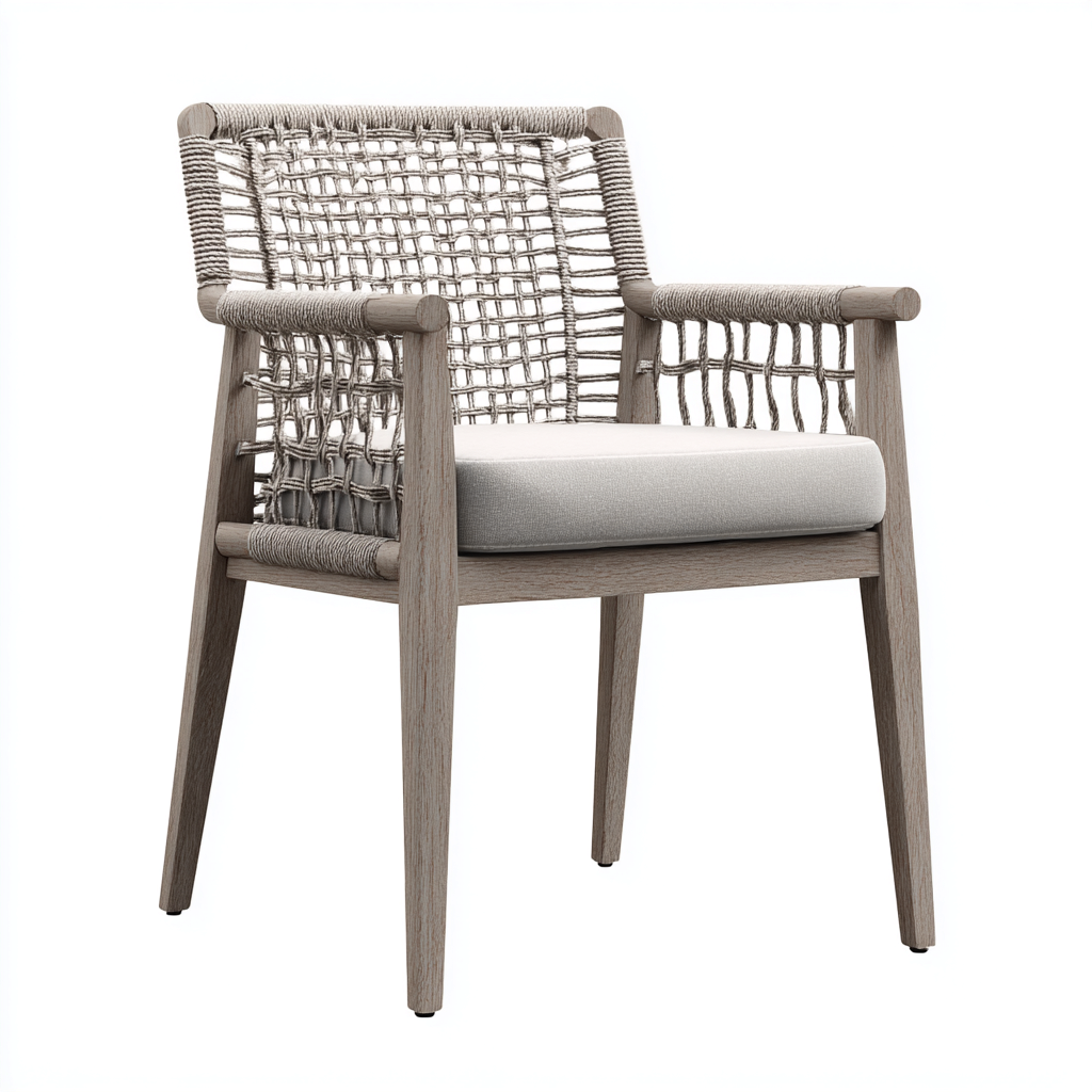 Chaise de jardin corde tressée 57×59×84 cm – gris – adapté à l’extérieur – style naturel-Dengetmart