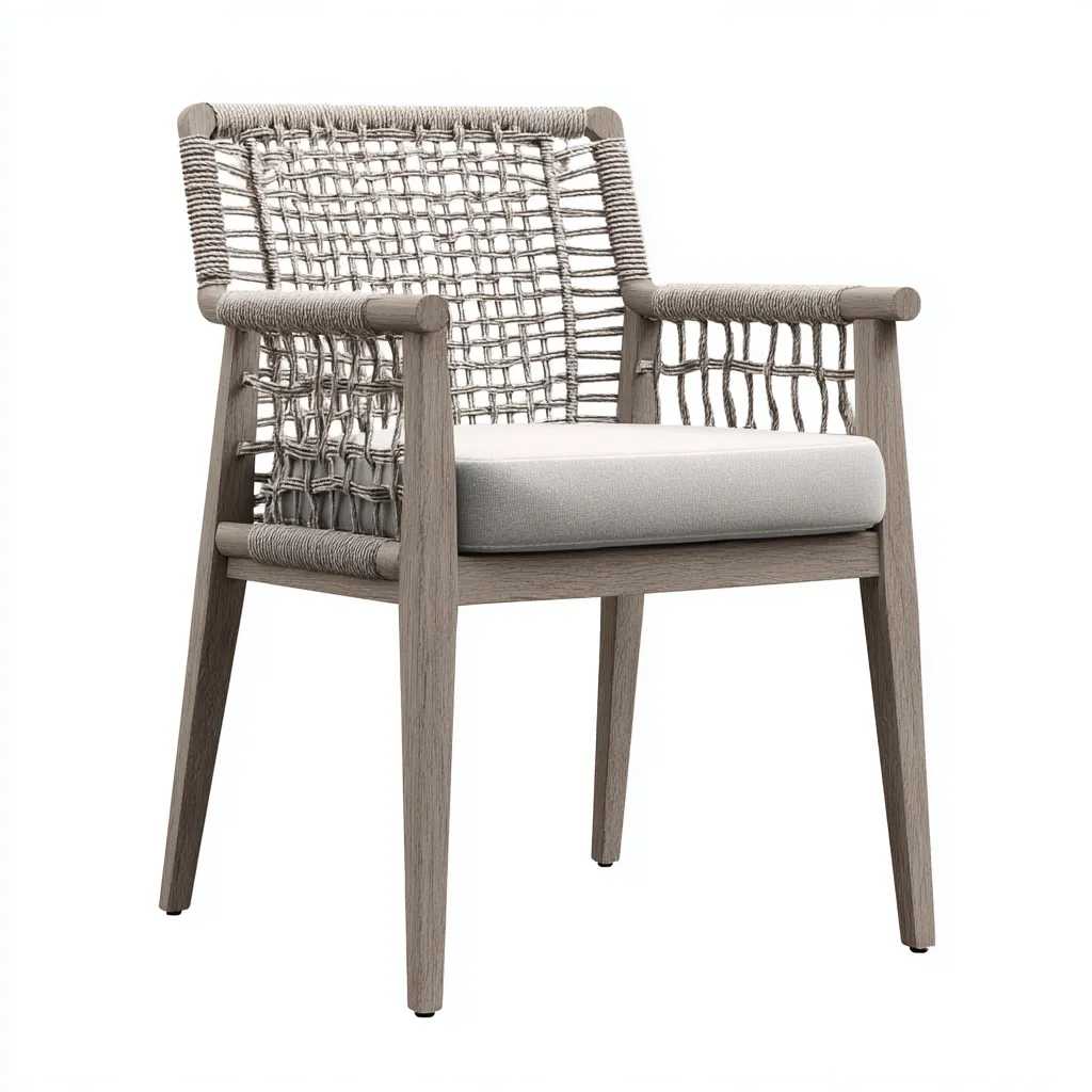 Chaise de jardin corde tressée 57×59×84 cm – gris – adapté à l’extérieur – style naturel-Dengetmart