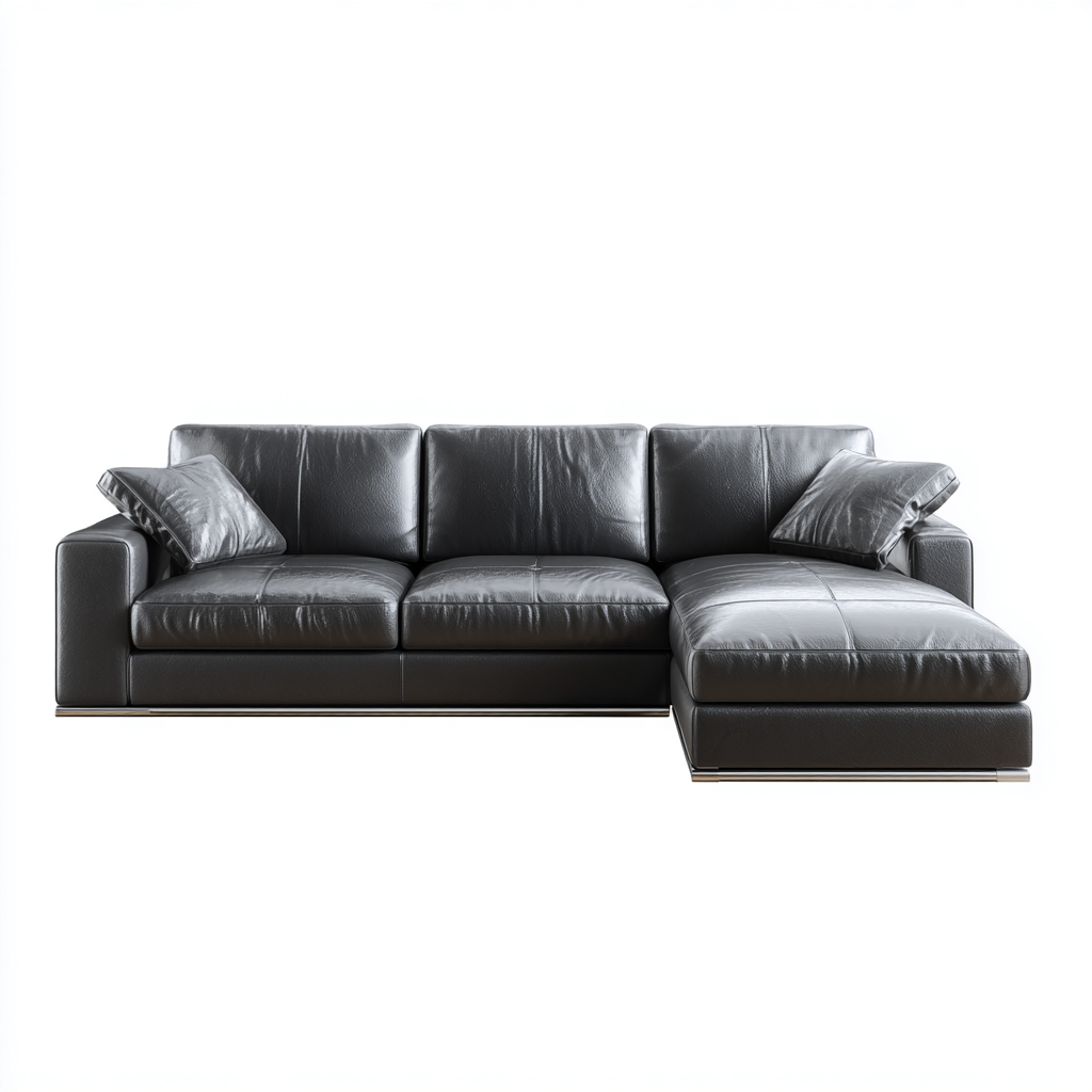 Canapé d’angle cuir 285x165 cm - gris/noir - design contemporain-Dengetmart